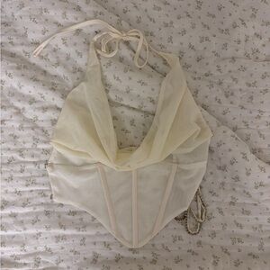 Oh Polly Ivory corset backless Top with rhinestone straps